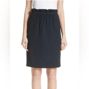 NWT Emporio Armani Virgin Wool Midi Skirt, Size 48, US 12, Color Navy Blue